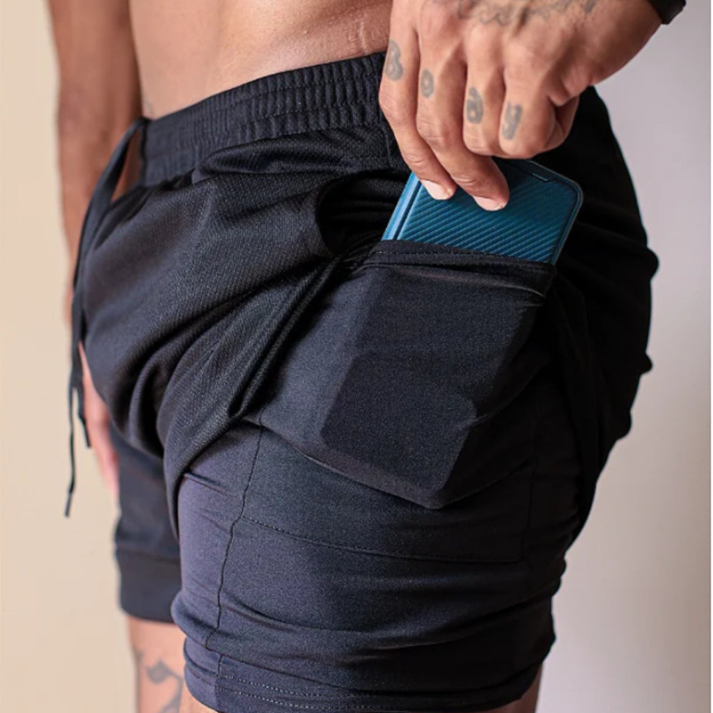 Short 2 em 1 Masculino Kaizen® - Treino-Academia-Corrida - Oferta Combo Exclusivo