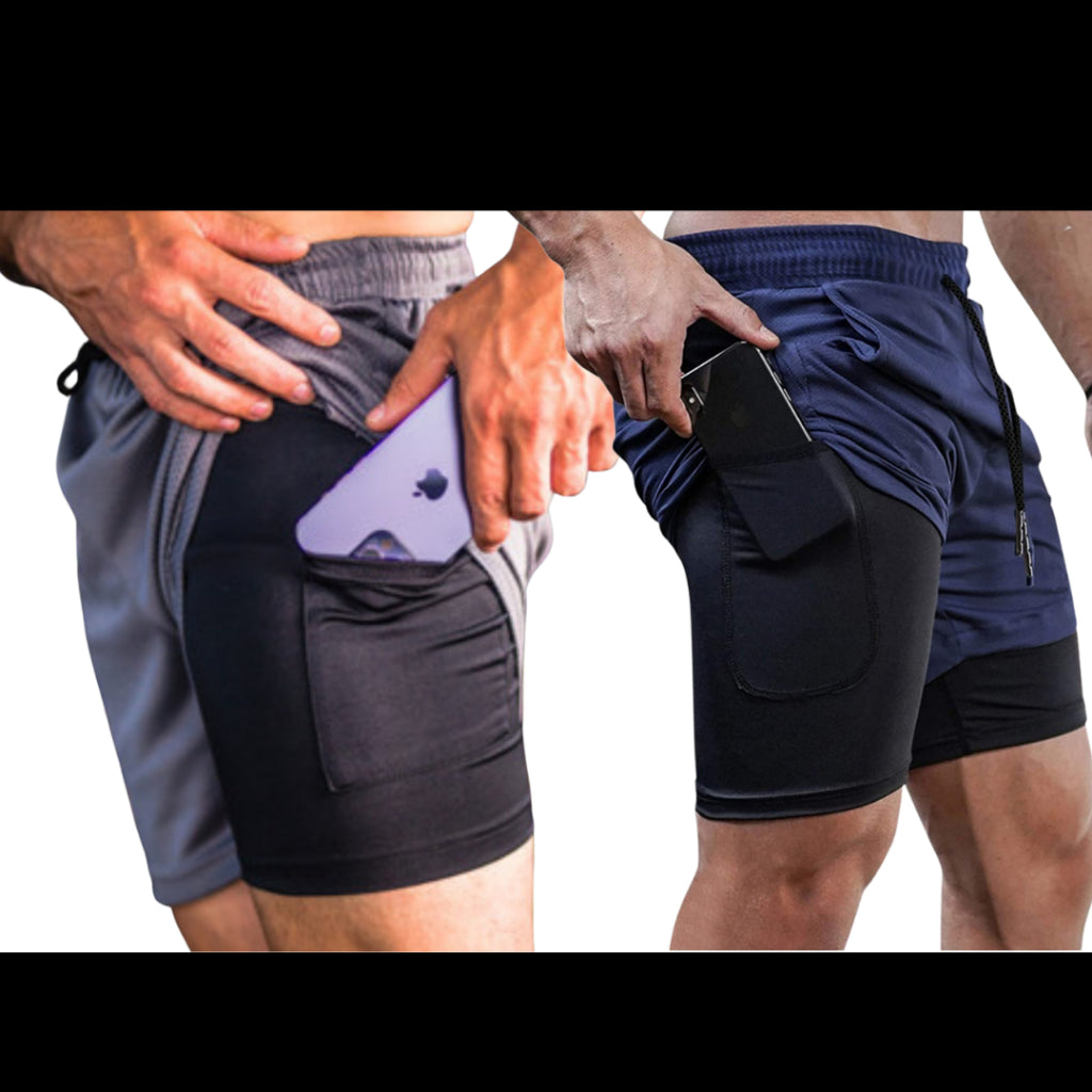 Short 2 em 1 Masculino Kaizen® - Treino-Academia-Corrida - Oferta Combo Exclusivo