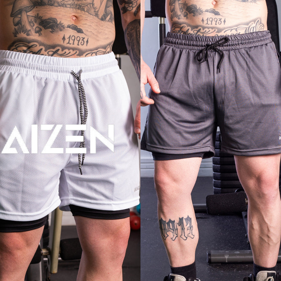 Short 2 em 1 Masculino Kaizen® - Treino-Academia-Corrida - Oferta Combo Exclusivo
