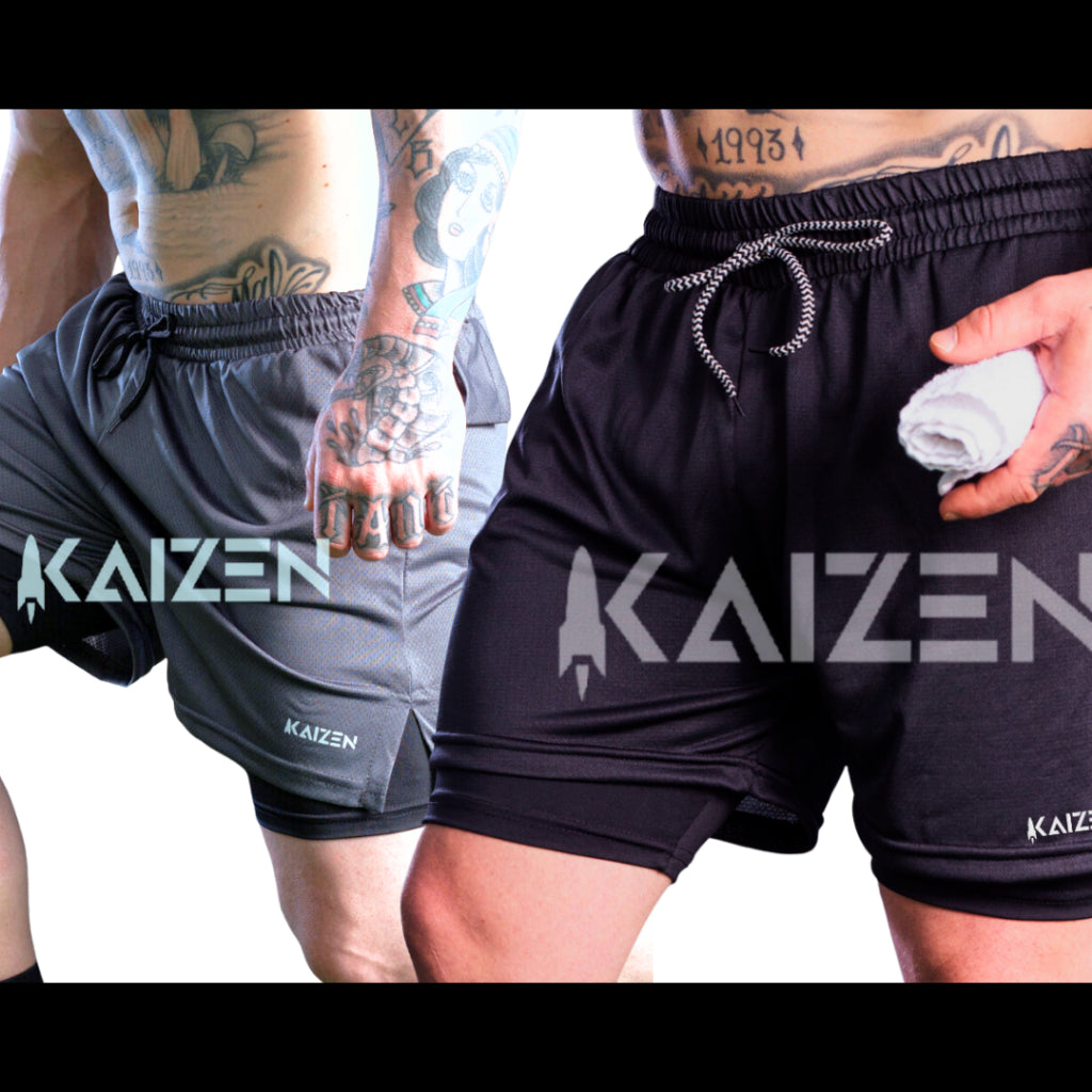 Short 2 em 1 Masculino Kaizen® - Treino-Academia-Corrida - Oferta Combo Exclusivo